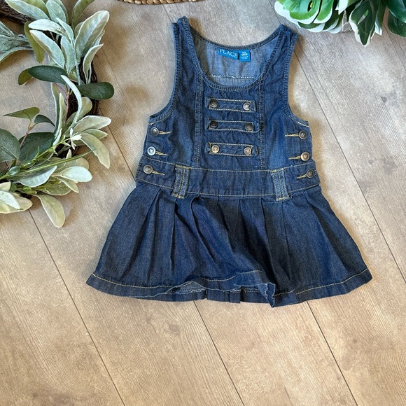 Vintage Childen’s Place Toddler Girl Denim Jumper Overalls Dress Size 24 Months - Picture 11 of 12